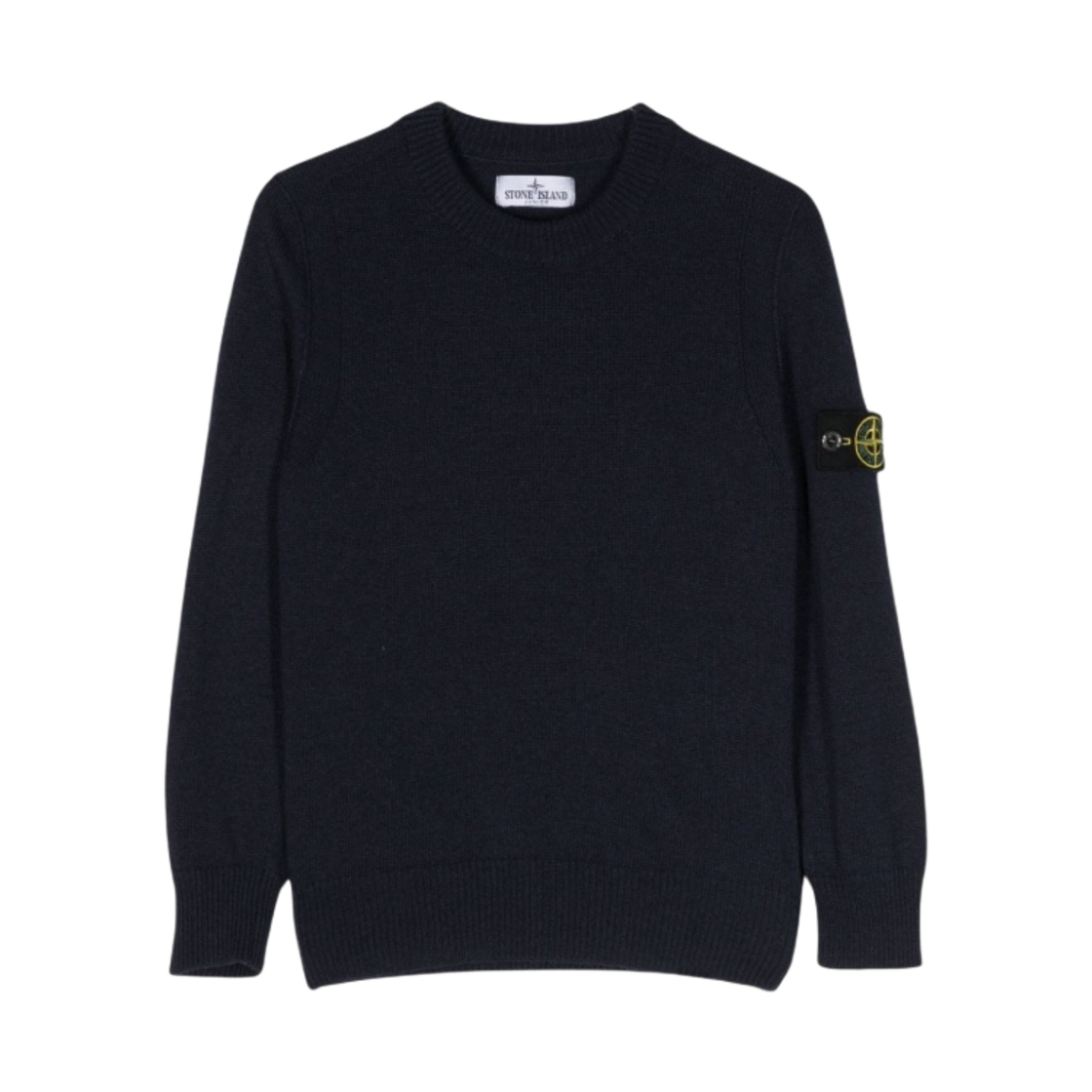 7916502Z1-V0020 (Kids) Stone Island 502Z1 Stocking Stitch Wool Viscose Nylon Cashmere Blend Crewneck Knit Navy Blue - 23FW