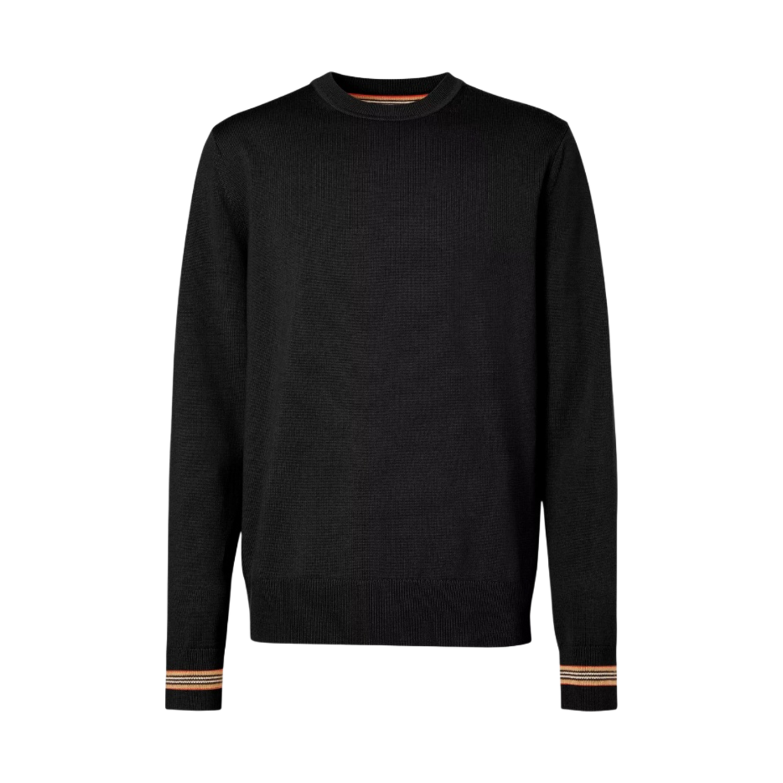 버버리 아이콘 스트라이프 트림 울 스웨터 블랙(Burberry Icon Stripe Trim Wool Sweater Black) - 1