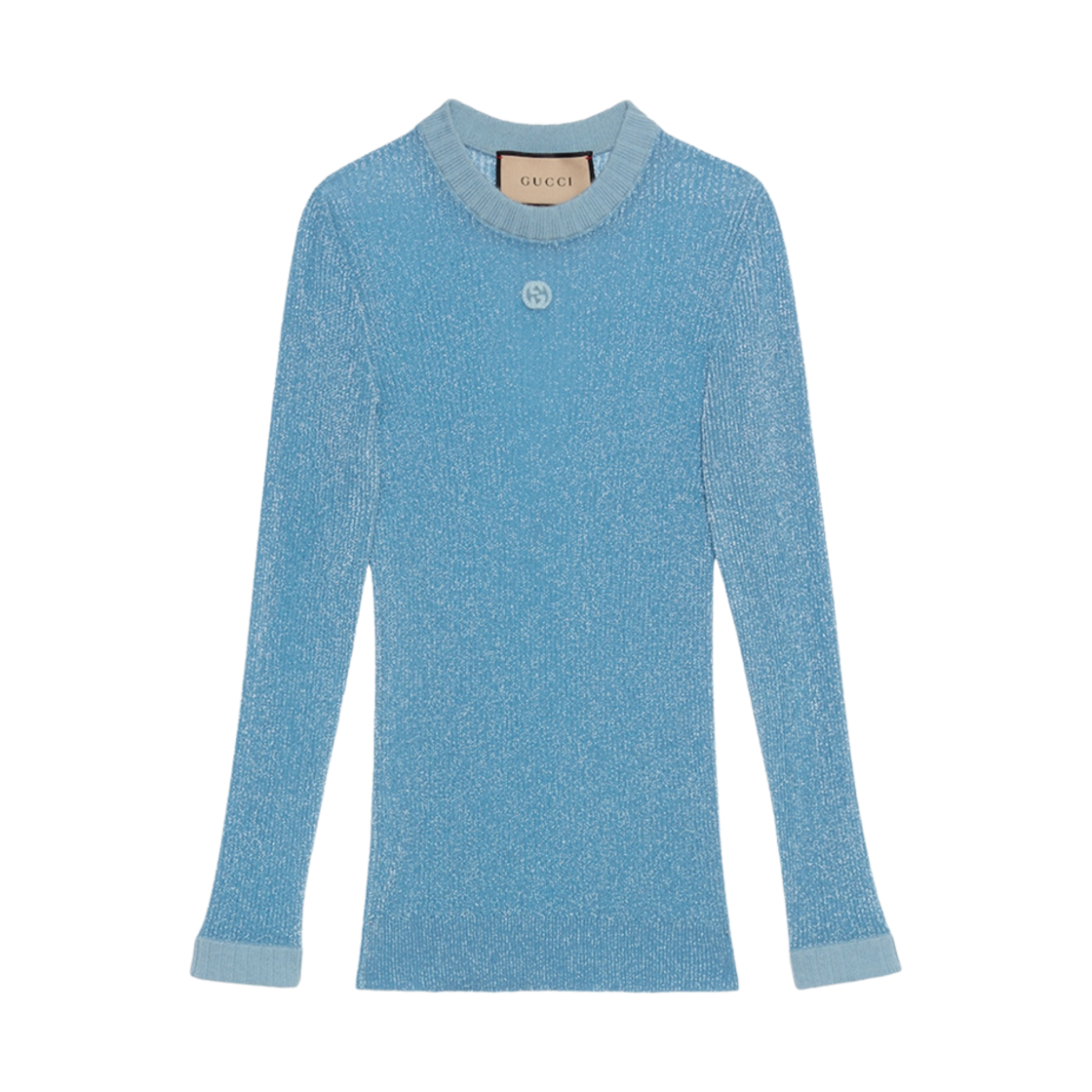 (W) 구찌 엑스트라 파인 라메 니트 탑 블루((W) Gucci Extra Fine Lame Knit Top Blue) - 1