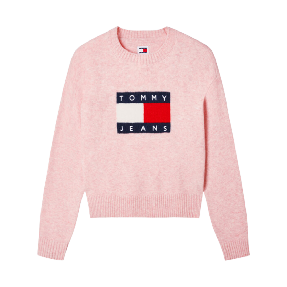 T32E7KTO40TWT1TVS (W) Tommy Jeans Flag Crewneck Sweater Ballet Pink Melange