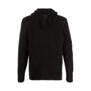 C.P. Company Chenille Cotton Knit Hooded Sweater Black - 22FW