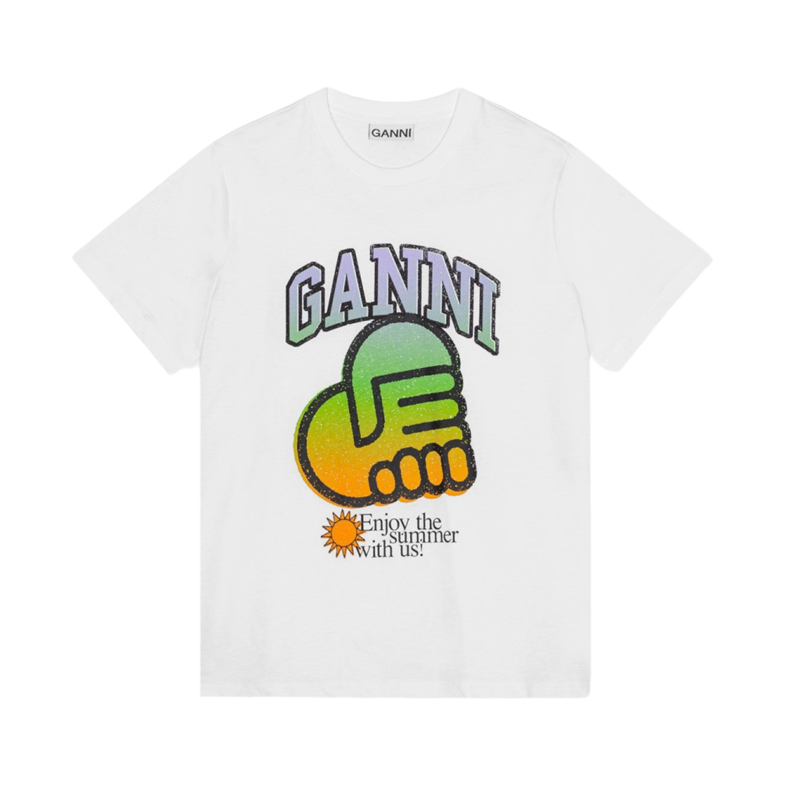 (W) 가니 x 에스터 마나스 릴렉스드 저지 티셔츠 브라이트 화이트((W) Ganni x Ester Manas Relaxed Jersey T-Shirt Bright White) - 1