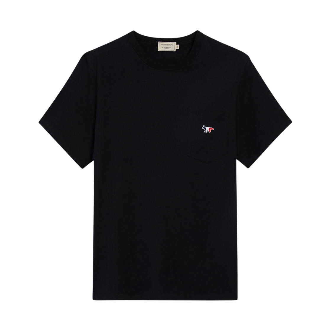 메종 키츠네 트라이컬러 폭스 패치 클래식 포켓 티셔츠 블랙(Maison Kitsune Tricolor Fox Patch Classic Pocket T-Shirt Black)