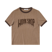Our Legacy Work Shop Ringer T-Shirt Overdyed Earth Work Shop Print