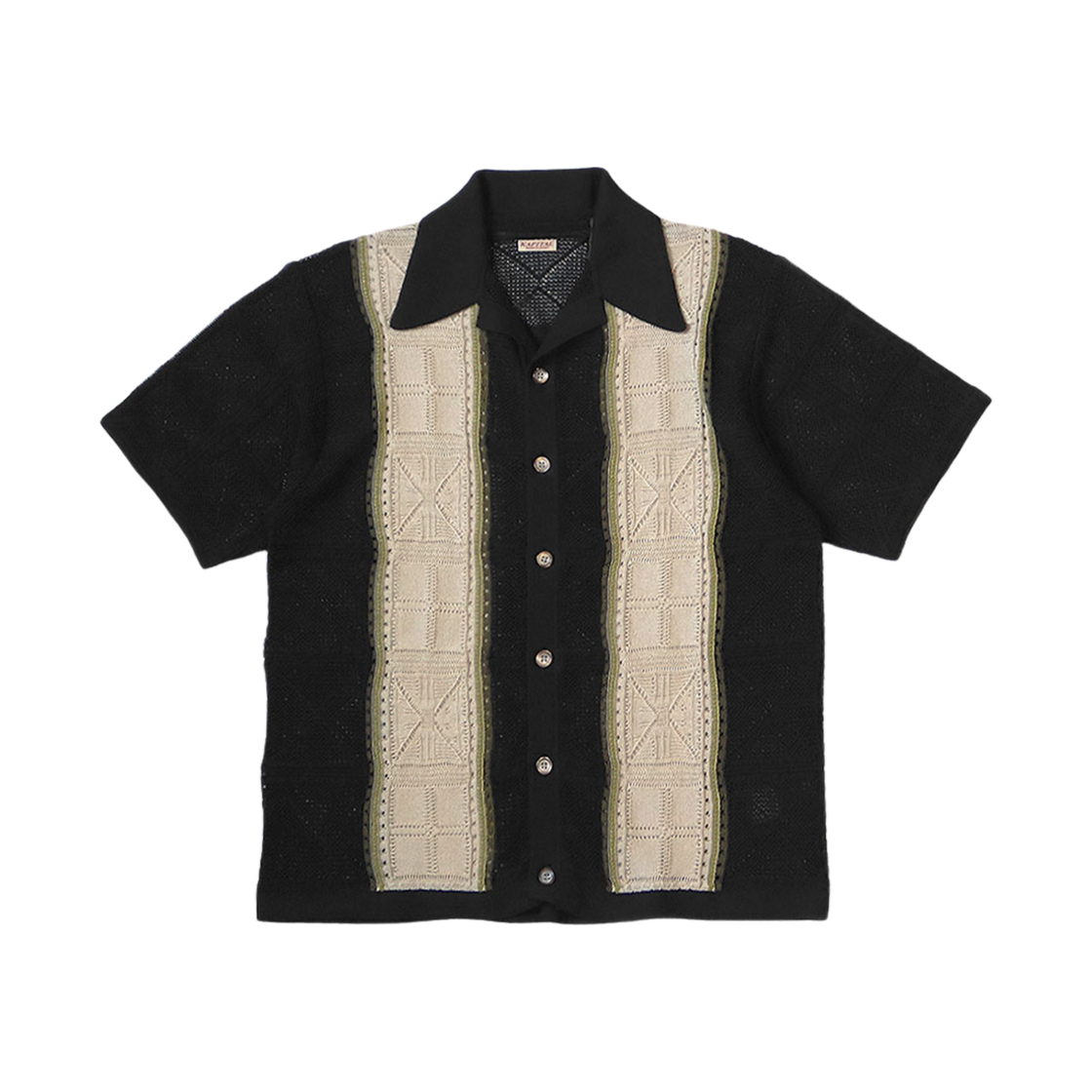 캐피탈 12G 크로쉐 니트 테네시 알로하 폴로 블랙(Kapital 12G Crochet Knit Tennessee Aloha Polo Black)