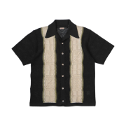 Kapital 12G Crochet Knit Tennessee Aloha Polo Black