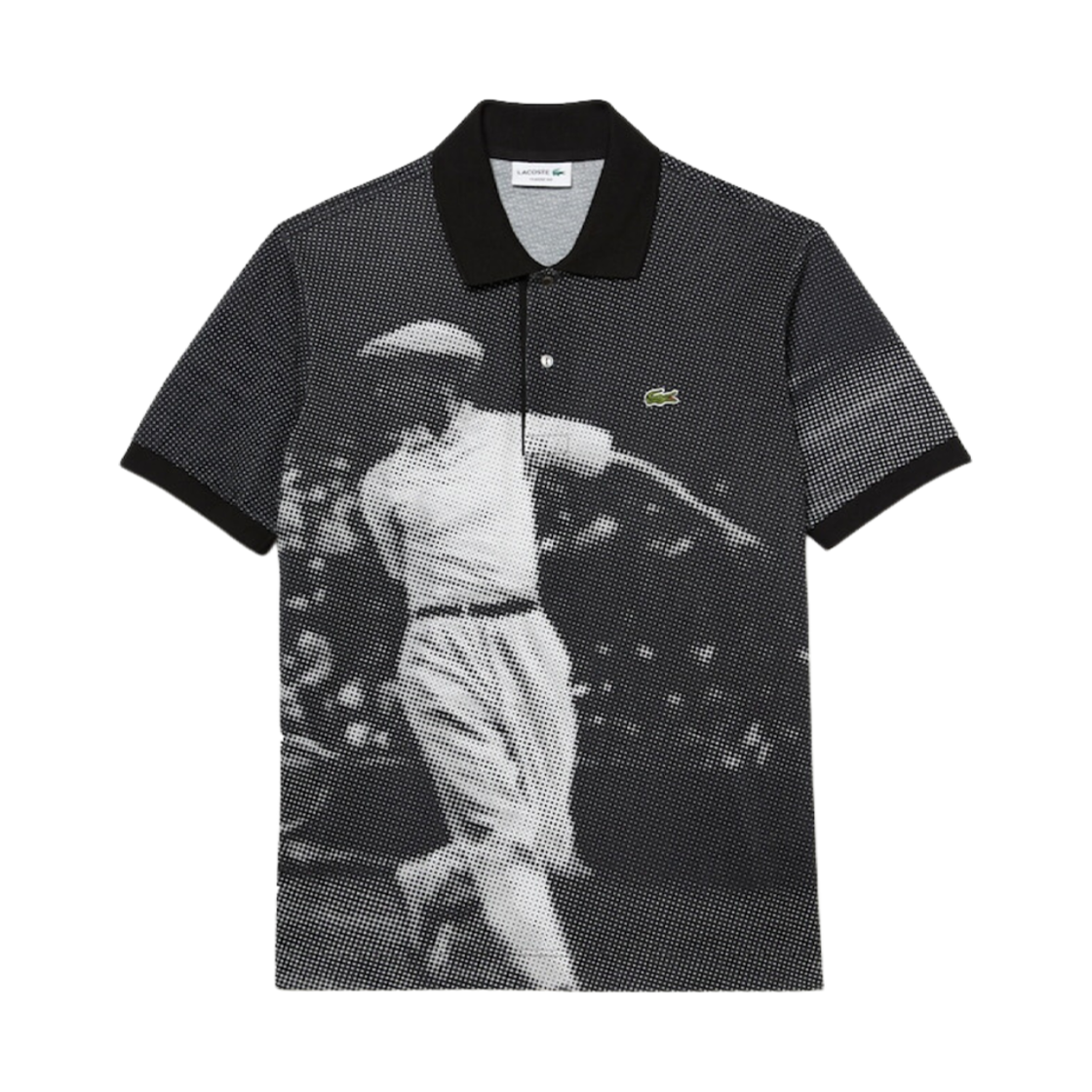 라코스테 르네 디지털 그래픽 블랙 화이트 프린트 폴로 블랙(Lacoste Rene Digital Graphic Black White Print Polo Black) - 1