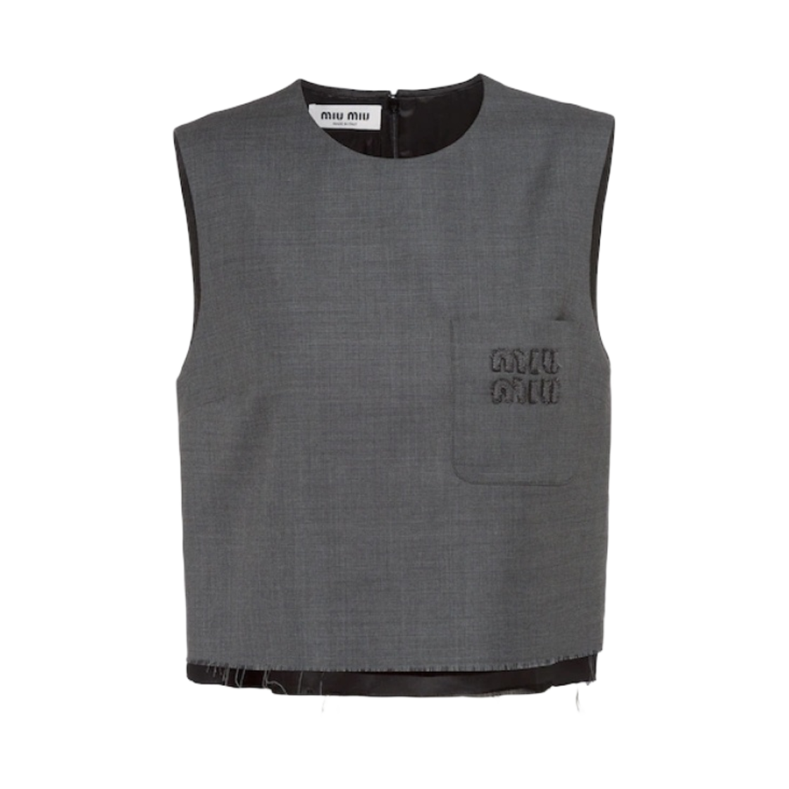 (W) 미우 미우 그리자이유 탑 슬레이트 그레이((W) Miu Miu Grisaille Top Slate Grey) - 1