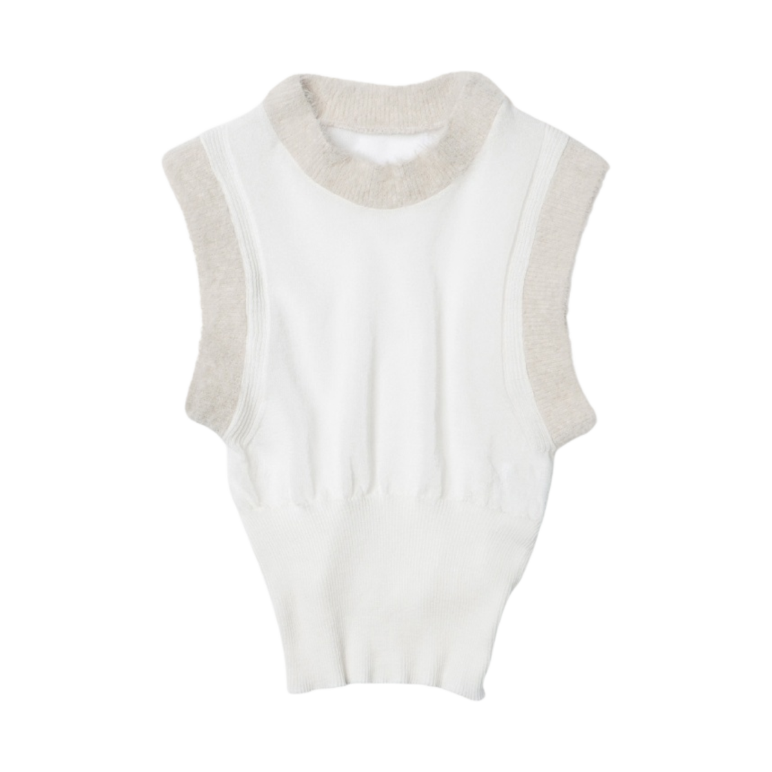 (W) 자크뮈스 라 마이유 아스코수 슬리브리스 플러피 스웨터 화이트((W) Jacquemus La maille Ascosu Sleeveless Fluffy Sweater White) - 1