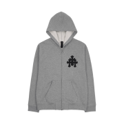 Chrome Hearts Cross Leather Patch Zip-Up Hoodie Grey