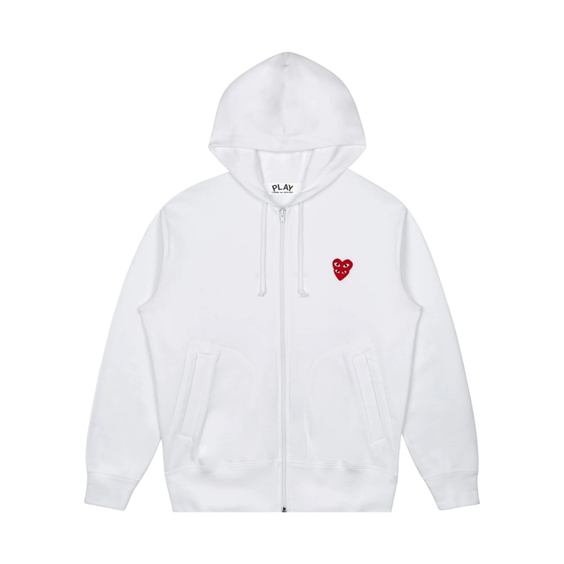 플레이 꼼데가르송 더블 하트 후드 집업 화이트(Play Comme Des Garcons Double Red Heart Zip Hooded Sweatshirt White)