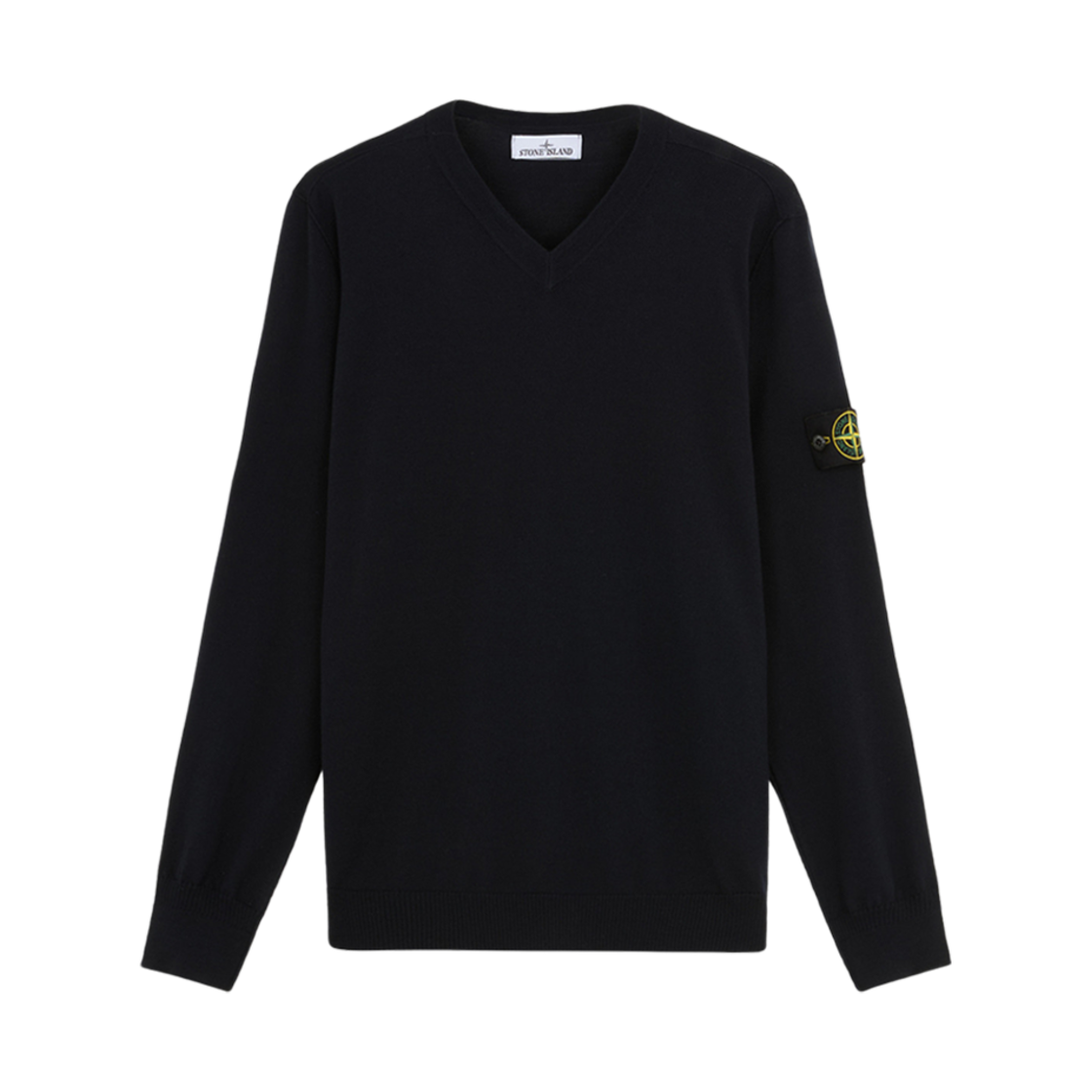 8115501C4-V0020 Stone Island 501C4 Light Pure RWS Wool V-Neck Sweater with Ribbing Navy Blue - 24FW