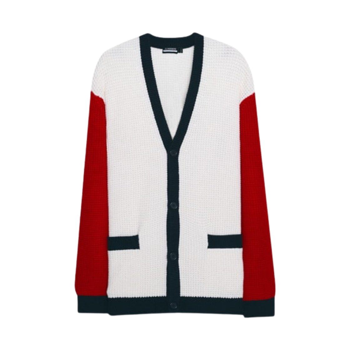 AMKW07001-G131 J.Lindeberg Blocked Knit Cardigan White Red