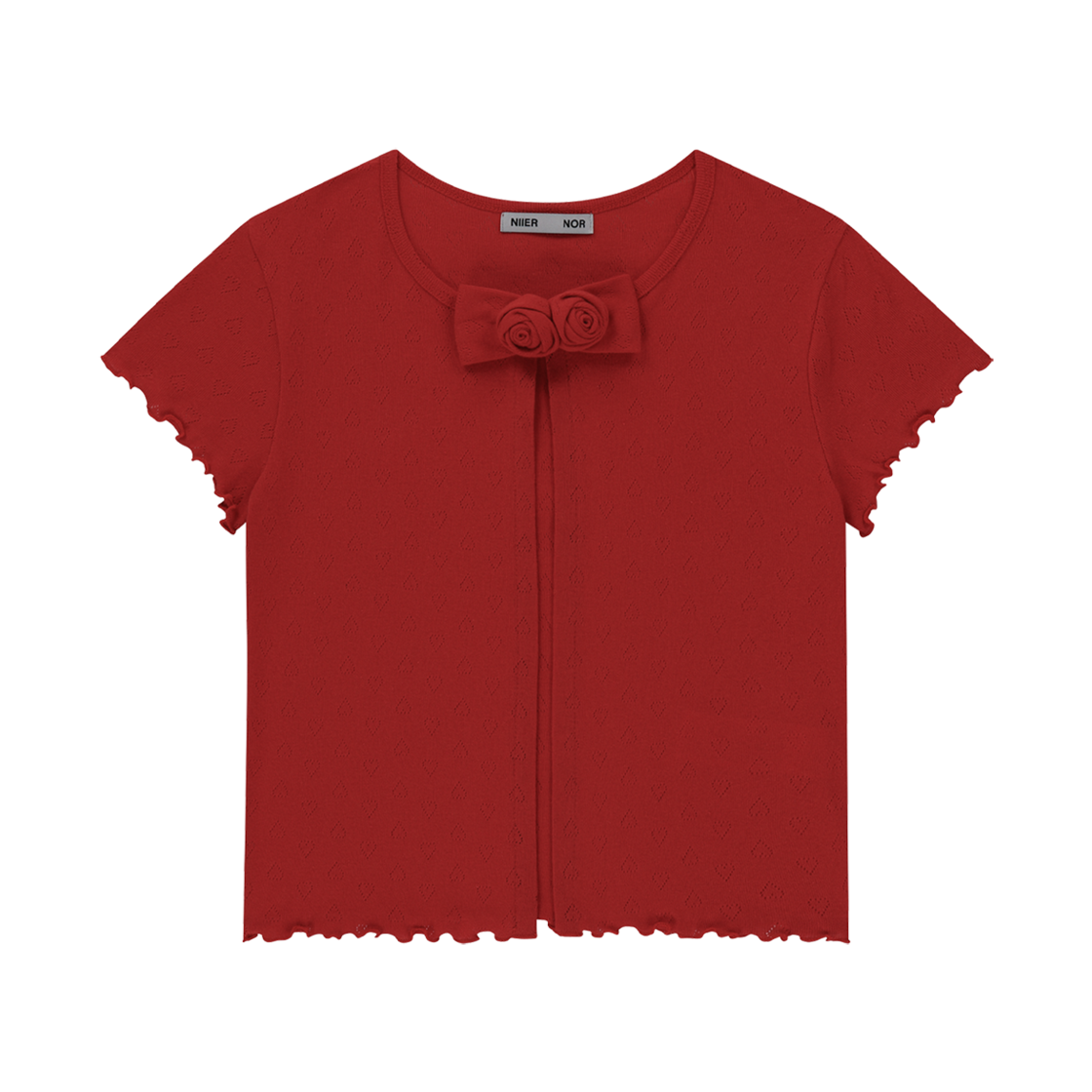 25NNSSTCAF001RD NIIER NOR Rose Ribbon Cardigans Red
