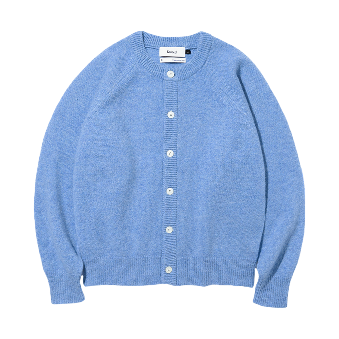 K23AWUCD02BL_copy Knitted Shaggy Dog Wool 100% Round Cardigan Blue
