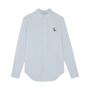 Maison Kitsune Dressed Fox Patch Relaxed Shirt Light Blue