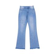 The Museum Visitor Star Damaged Bootscut Denim Pants Light Blue