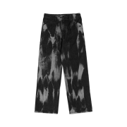 Flavorism Tie Dye Washed Carpenter Denim Pants Black