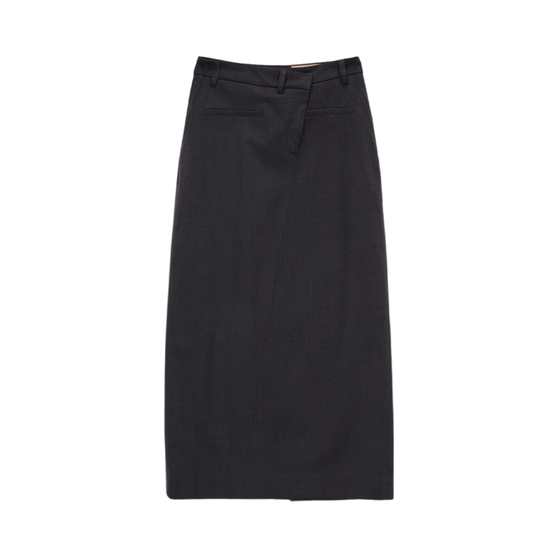 (W) 마뗑킴 다이애그널 디테일 롱 스커트 차콜((W) Matin Kim Diagonal Detail Long Skirt Charcoal) - 2