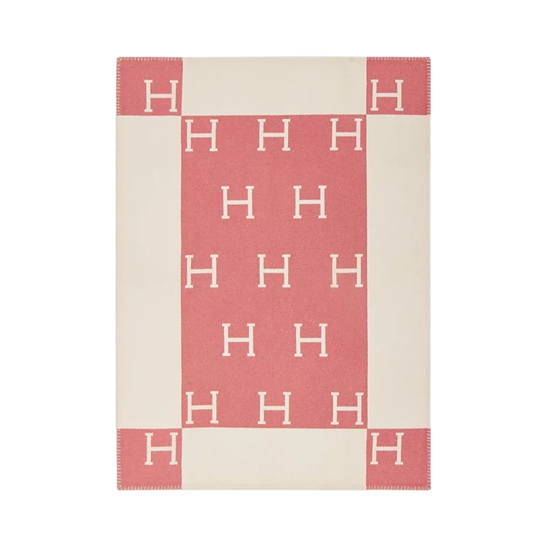 H102704M13 Hermes Avalon Baby Blanket Rose Airelle Blanc - 대표 이미지 #1