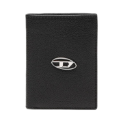Diesel Vertical Neela Leather Bi-Fold Wallet with Logo Plaque Black
