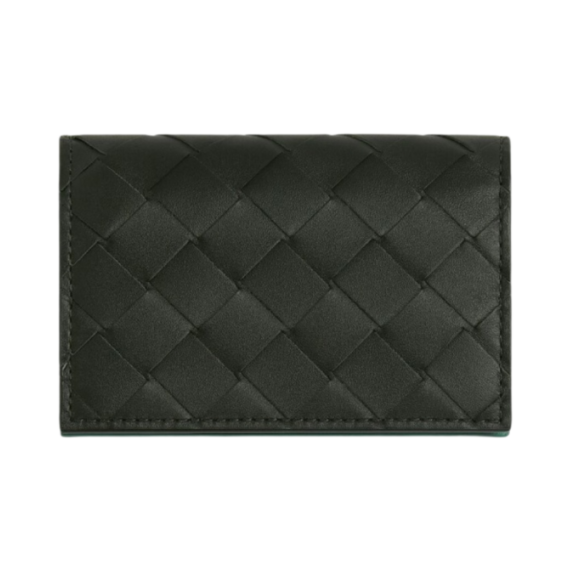 605720VCPQA3036 Bottega Veneta Intrecciato Business Card Case Dark Green Mermaid