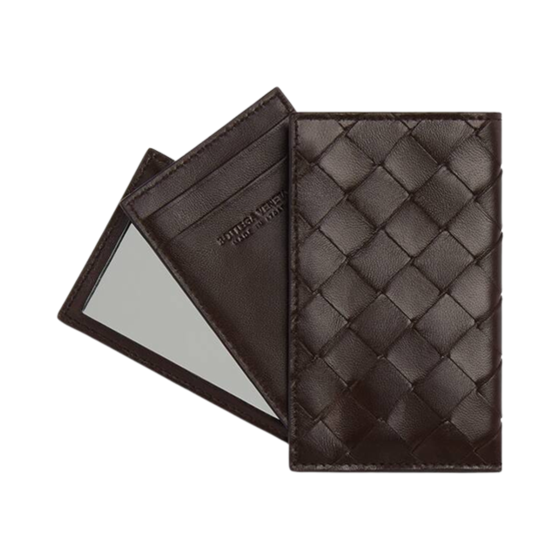 755506VCPP32190 Bottega Veneta Intrecciato Card Case With Mirror Fondant