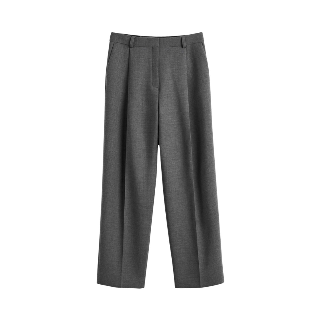 251-WRB0254-FB0061-074 (W) Toteme Pleated Straight Pants Grey Melange