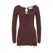 (W) Guizio Dainty Long Sleeve Knit Dress Chocolate Brown