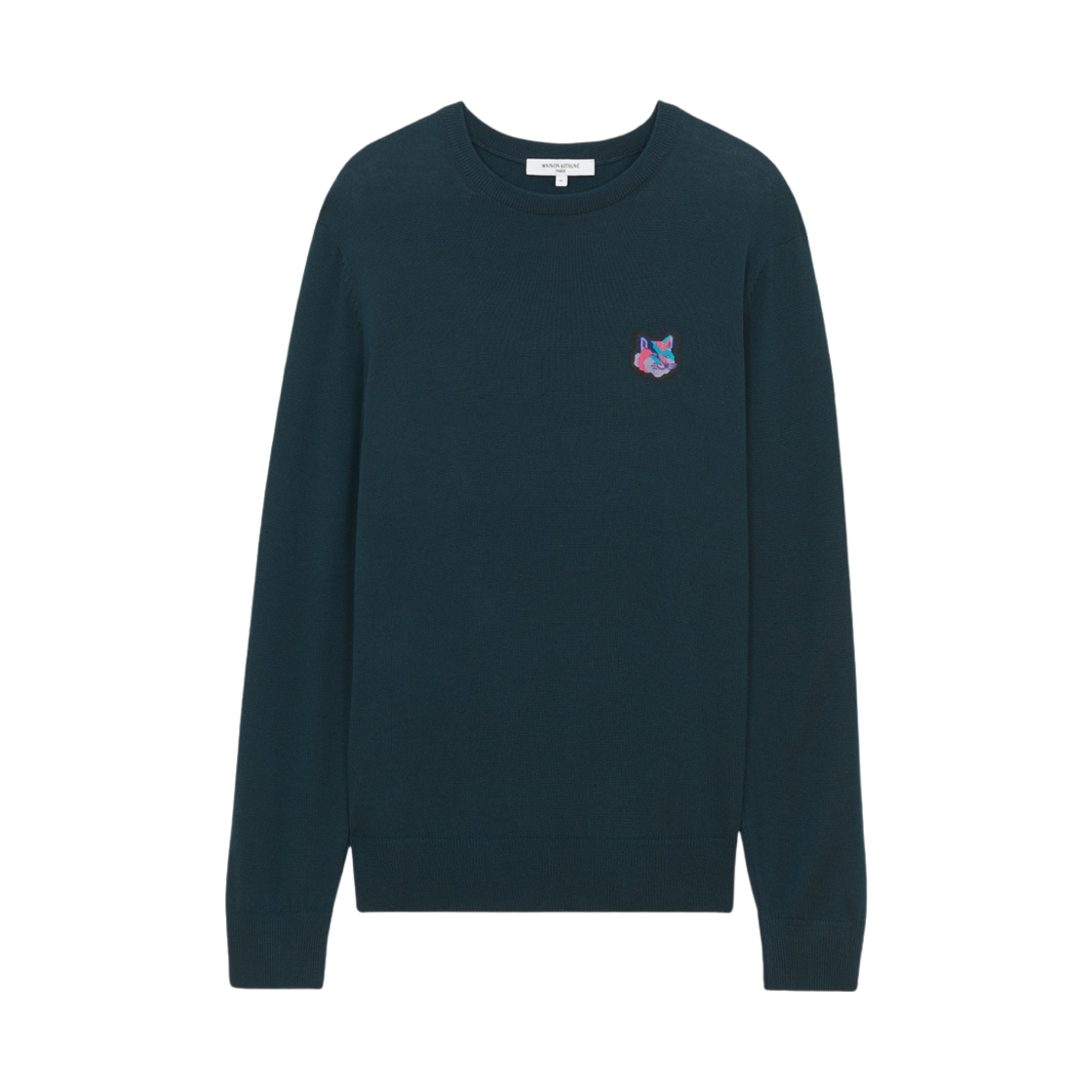 메종 키츠네 픽셀 폭스 헤드 패치 라운드넥 풀오버 니트 다크 그린(Maison Kitsune Pixel Fox Head Patch R-Neck Pullover Knit Dark Green) - 1