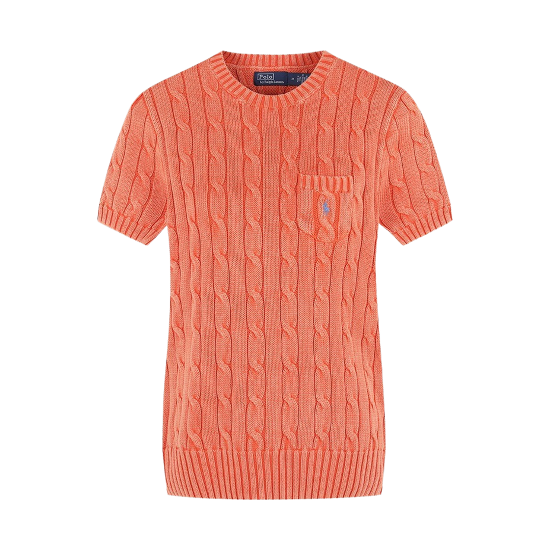 [30%적립] 폴로 랄프 로렌 우먼 코튼 케이블 숏 슬리브 스웨터 오렌지([30%적립] Polo Ralph Lauren Women Cotton Cable Short Sleeve Sweater Orange)