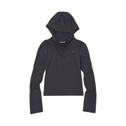 (W) Mischief Hooded Shirring Overlap Top Charcoal