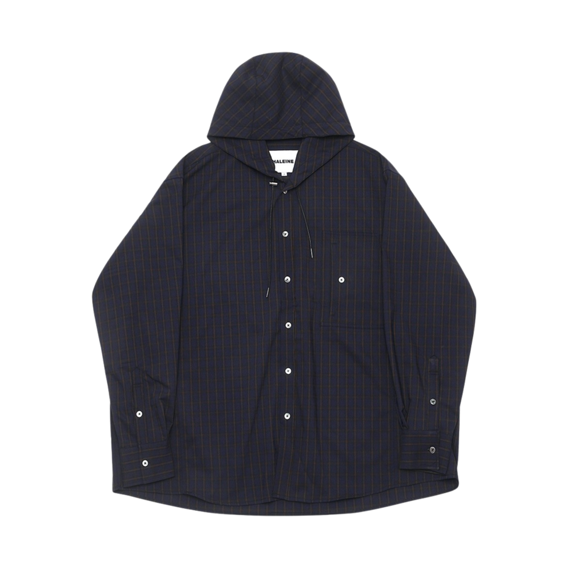 알렌느 인시전 체크 후디드 셔츠 네이비