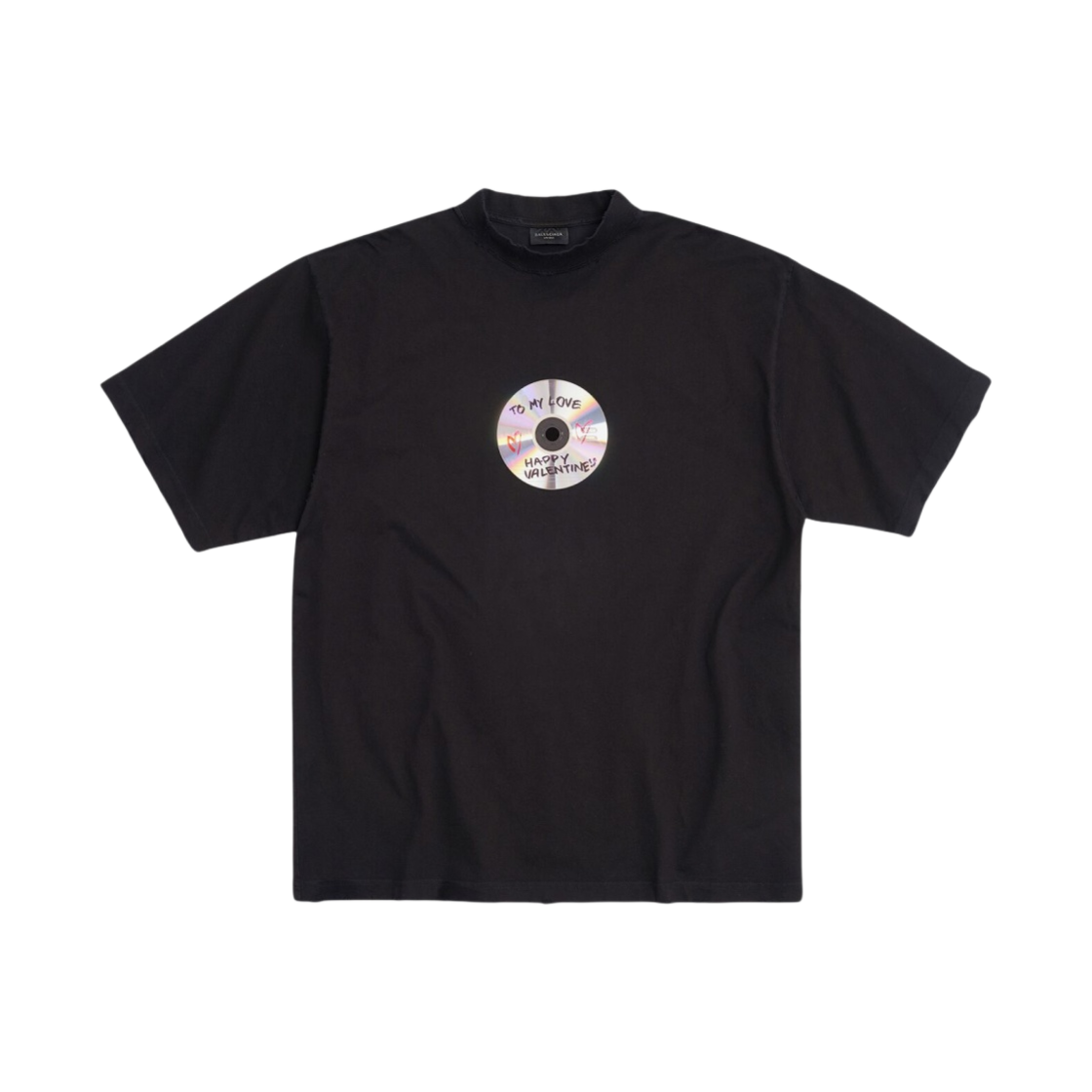 764235TQVE41055 Balenciaga To My Love Medium Fit T-Shirt Black