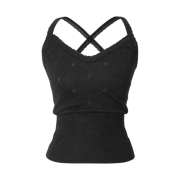 (W) Threetimes Dew Glitter Tank Top Black