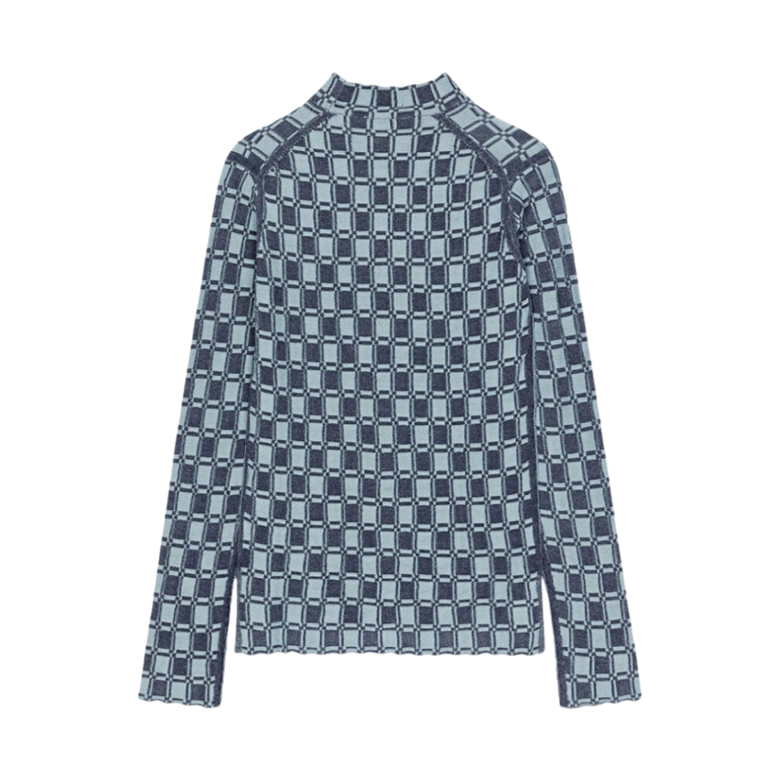 (W) 겐조 비쉬 자카드 피티드 점퍼 미드나잇 블루((W) Kenzo Vichy Jacquard Fitted Jumper Midnight Blue) - 2
