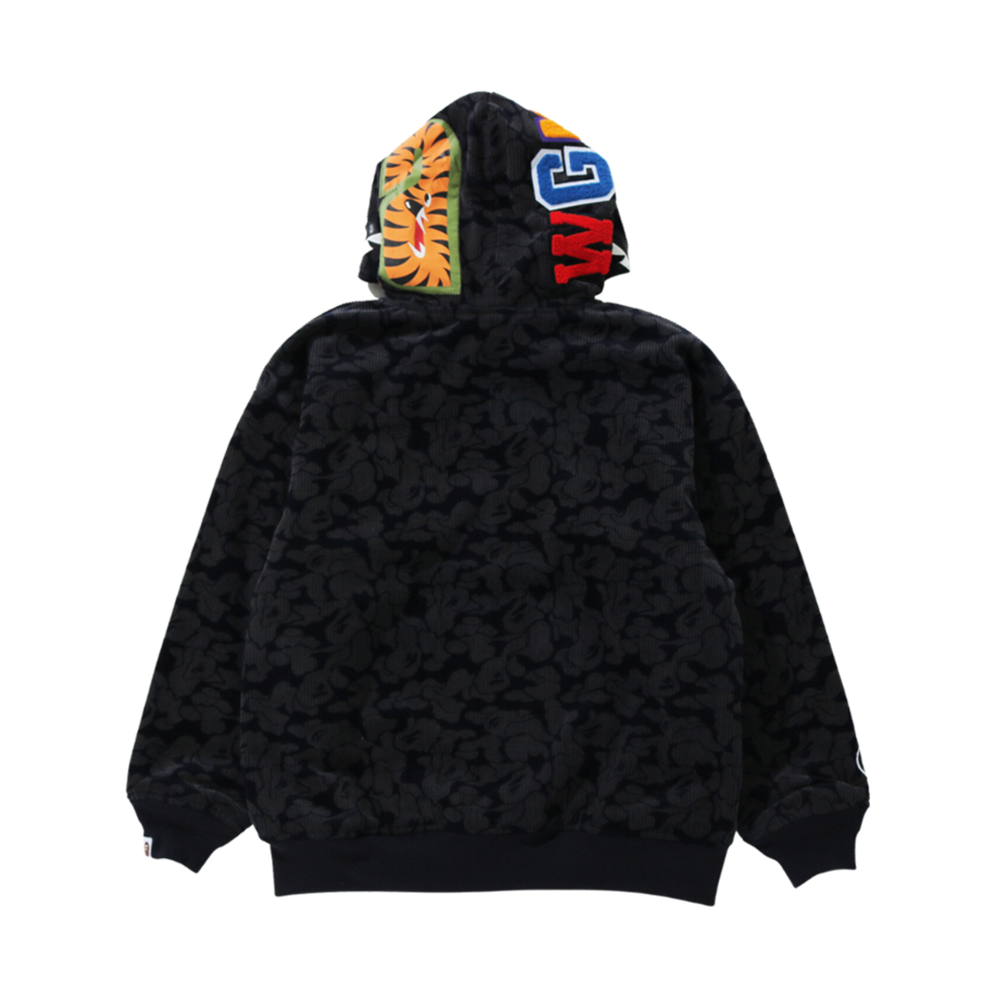 (W) 베이프 솔리드 카모 코듀로이 샤크 풀 집 후드 자켓 네이비 블루((W) BAPE Solid Camo Corduroy Shark Full Zip Hooded Jacket Navy Blue) - 3