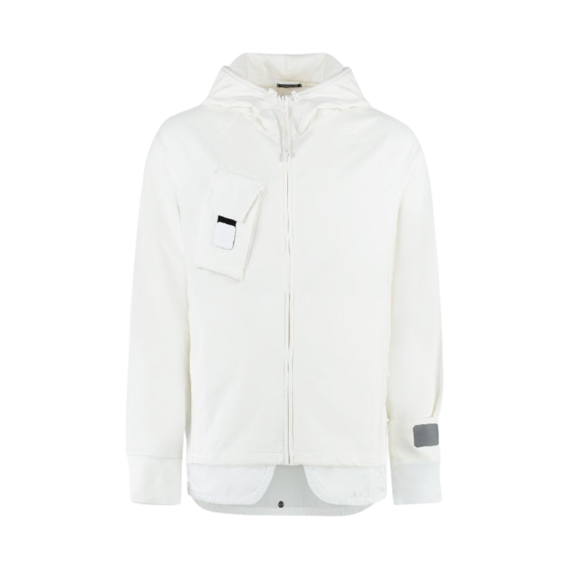 C.P. 컴퍼니 메트로폴리스 시리즈 스트레치 플리스 믹스드 후드 집업 화이트 - 23SS(C.P. Company Metropolis Series Stretch Fleece Mixed Zipped Hoodie White - 23SS)