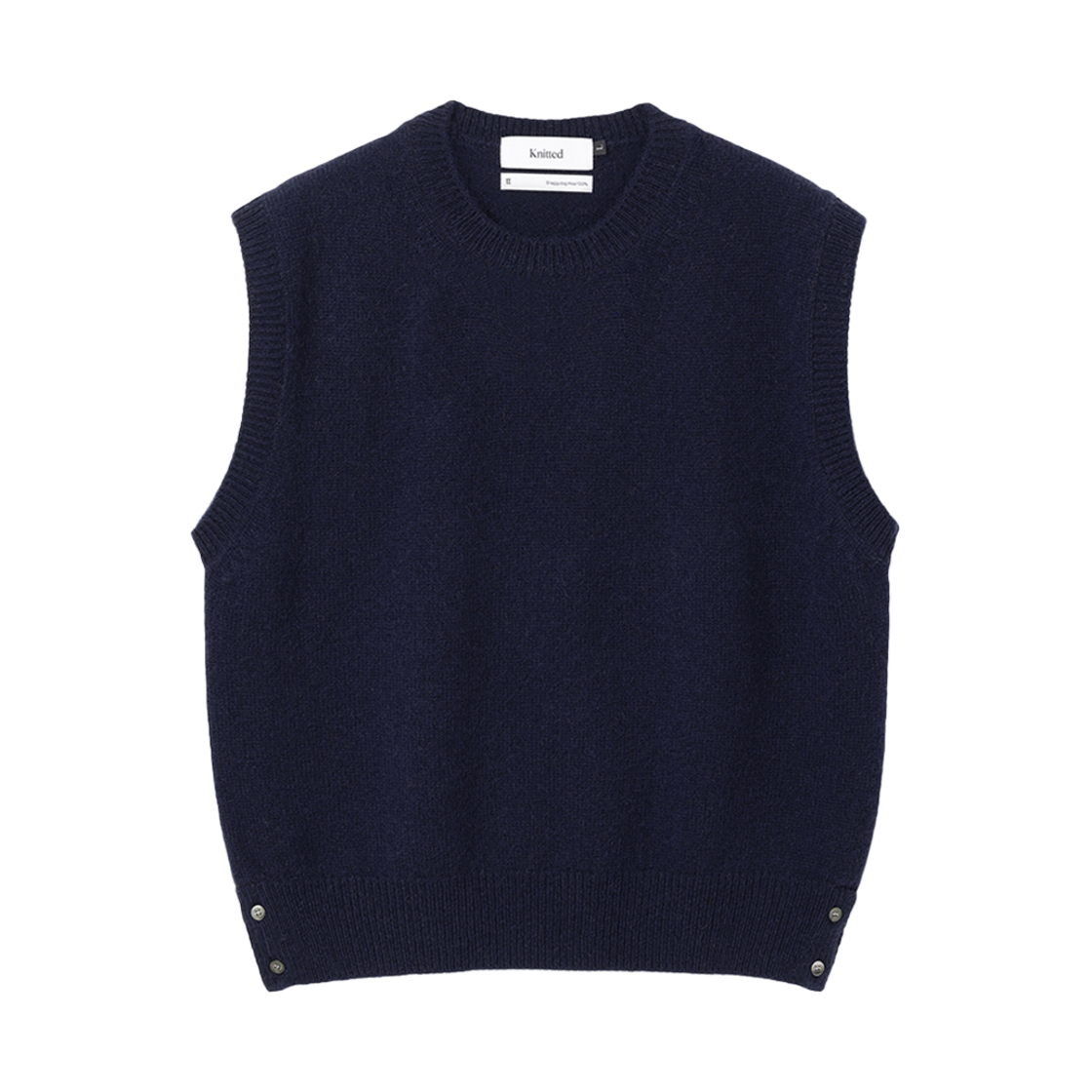 니티드 쉐기독 울 100% 라운드 베스트 네이비