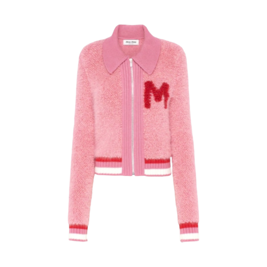 (W) Miu Miu Boucle Cardigan Pink