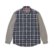Supreme Houndstooth Plaid Flannel Shirt Navy - 23FW