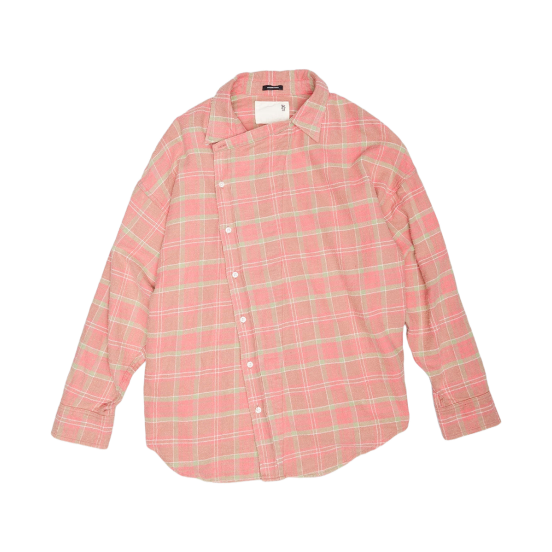 (W) R13 어시메트리컬 셔츠 핑크 플레이드((W) R13 Asymmetrical Shirt Pink Plaid)