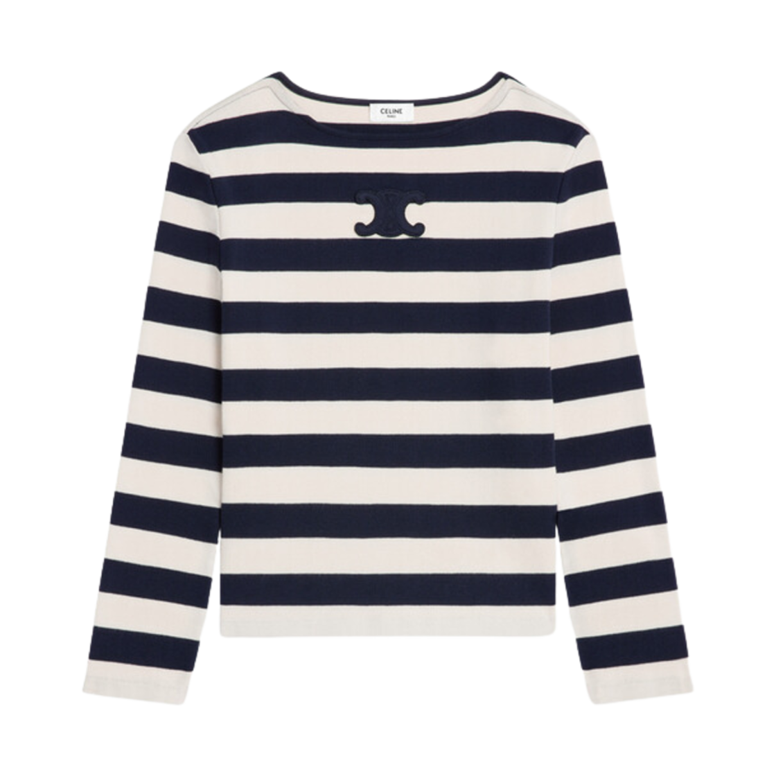 (W) 셀린느 마르니에르 저지 티셔츠 네이비 크림((W) Celine Marniere Jersey T-Shirt Navy Cream)