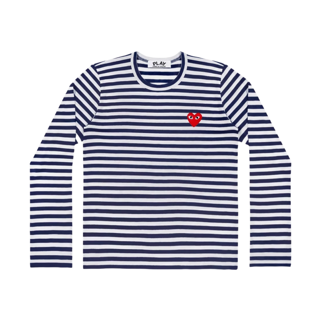 Play Comme des Garcons Play Comme des Garcons Red Heart Striped LS T-Shirt Navy White · XS