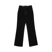 STU  Embroidery Velvet Denim Pants Black