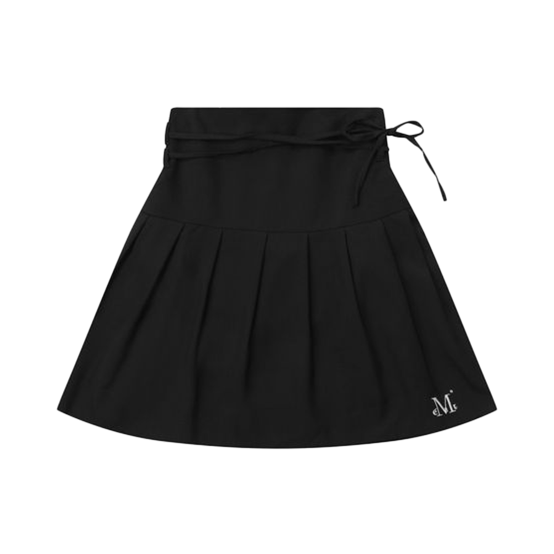 무센트 비마인 뒷밴딩 리본 플리츠 스커트 블랙