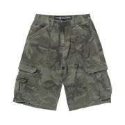 Suade Wide Cargo Shorts Green Camo