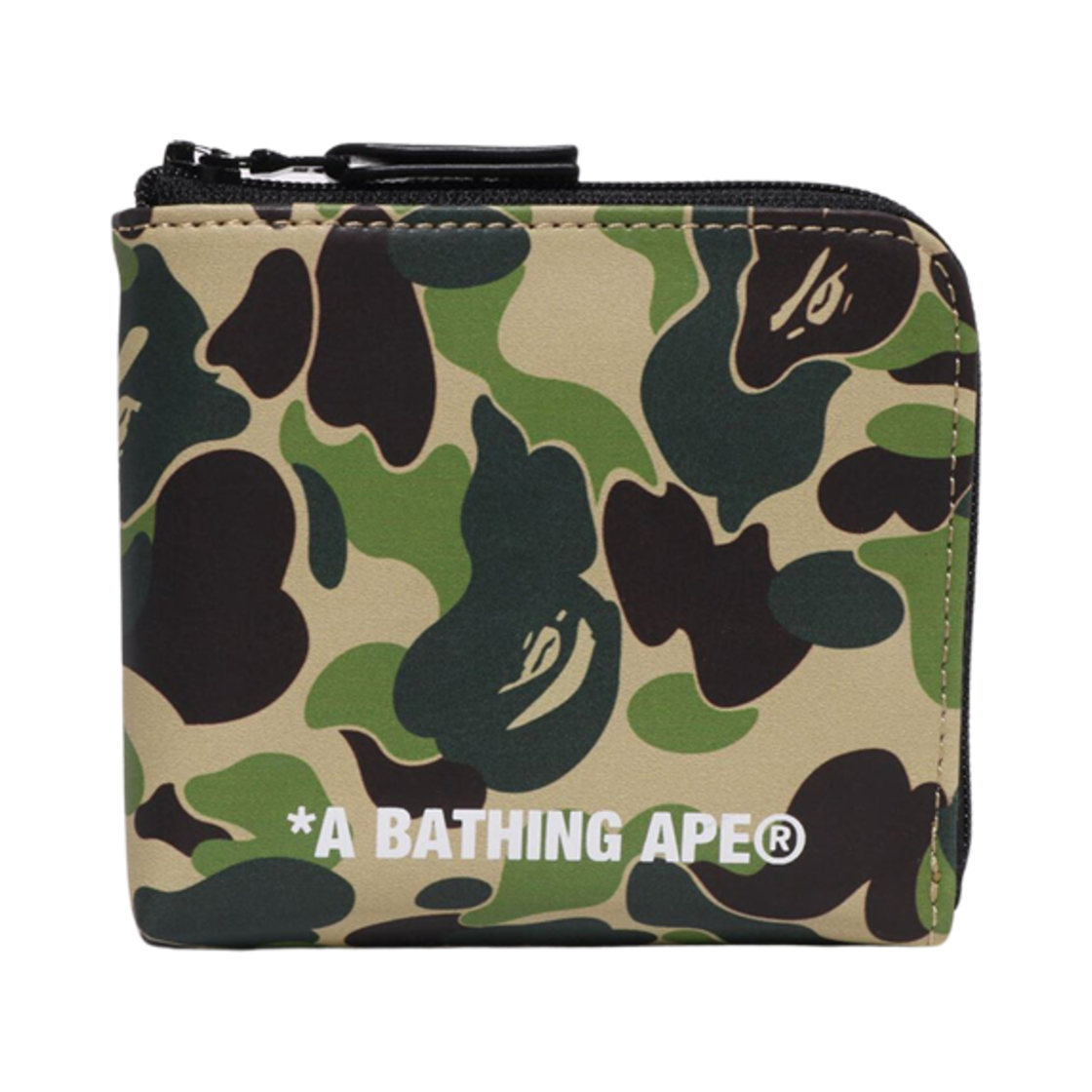 0ZXSGM190018N BAPE ABC Camo PU Leather Mini Zipper Wallet Green