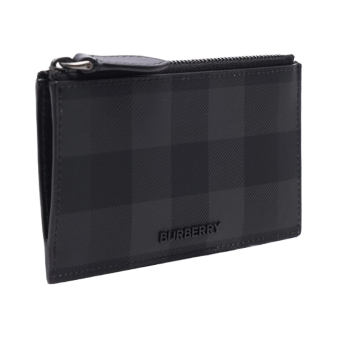8071680 Burberry Check Zip Card Case Charcoal