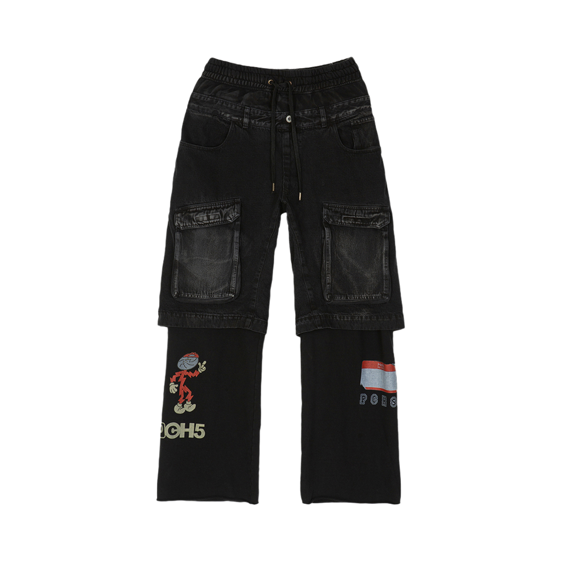 PCS24MXPT001 Peaches Jean Layered Sweatpants Black